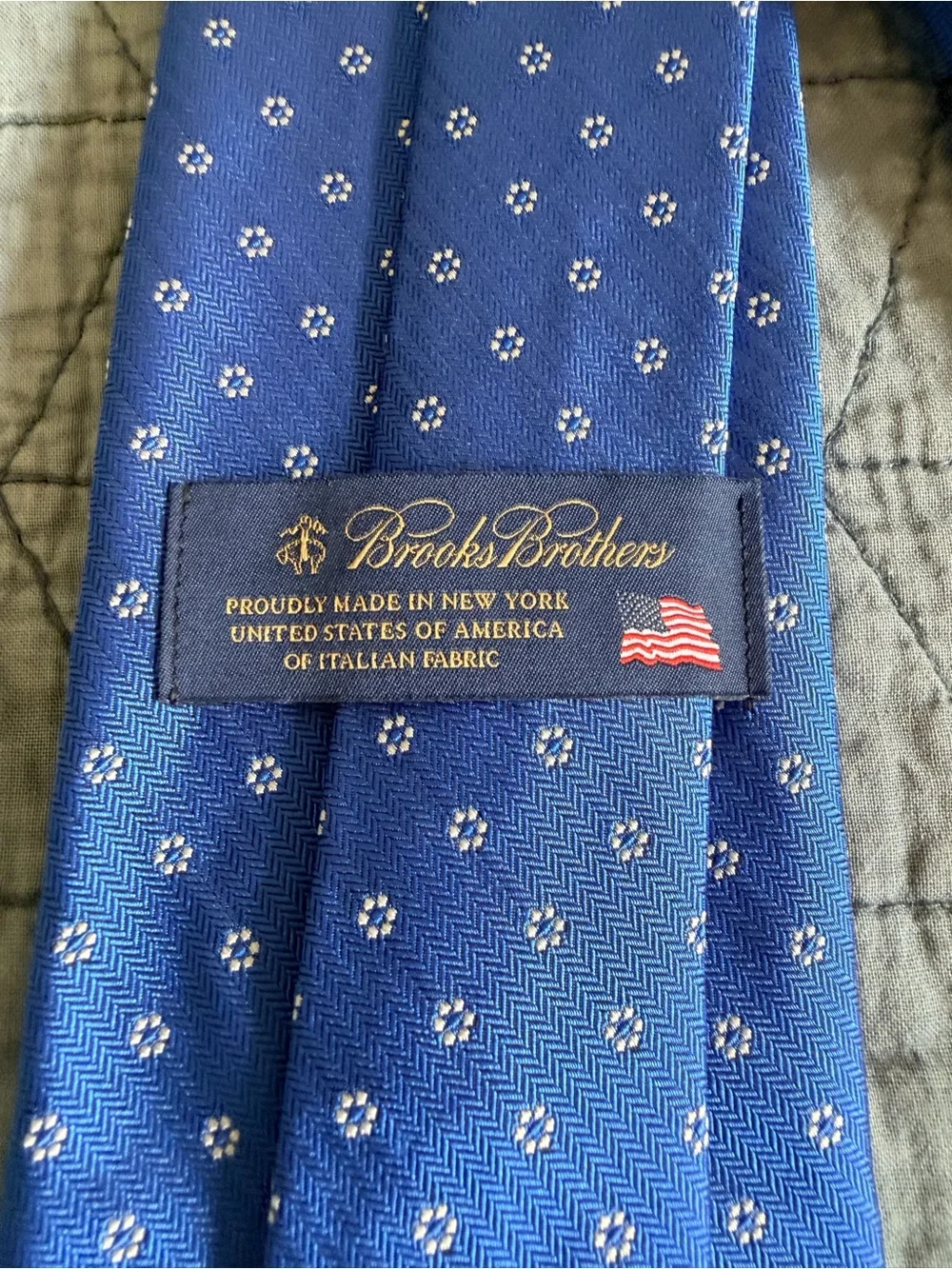 Brooks Brothers Blue Floral Dot Silk Tie & Beige Textured Silk Tie